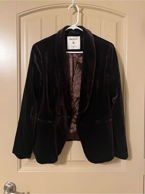 Allegra K Velvet Shawl Collar Blazer - Deep Brown